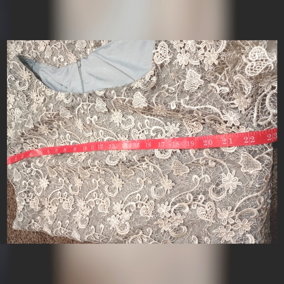 Polo Ralph Lauren Lace Long Sleeve Wedding Dress, Gray,Bell Sleeve,Knee Lngth,16 - Picture 12 of 16